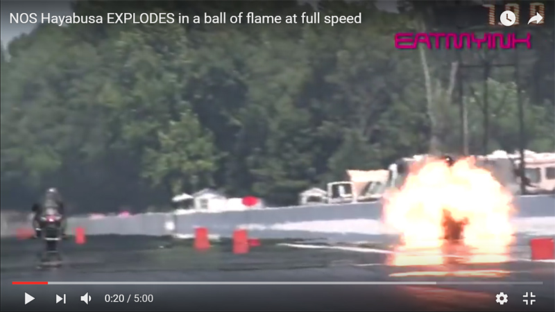Έκρηξη Suzuki NOS Hayabusa σε αγώνα dragster - Video