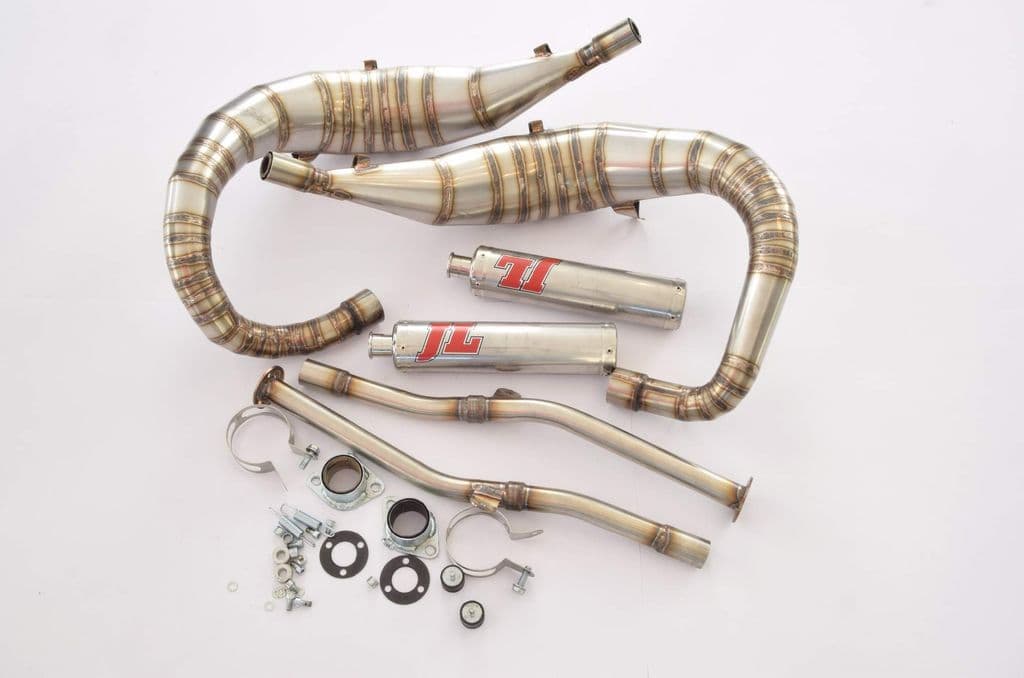 JL Yamaha TDR250 stainless steel top rear exit style exhausts 1629 1 p