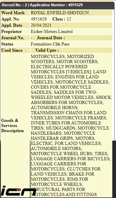 Royal Enfield Shotgun Trademarked