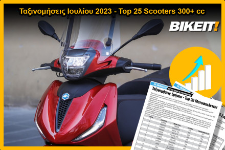 Ταξινομήσεις Ιουλίου 2023, scooters 300+cc - Top 25 μοντέλων