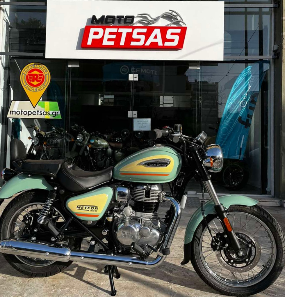 Moto Petsas Royal Enfield Athens - Ετοιμοπαράδοτη η νέα Meteor 350 Aurora Green