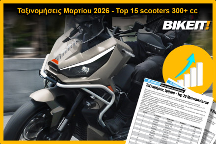 Ταξινομήσεις Μαρτίου 2026, scooters 300+ cc – Top 15 μοντέλων