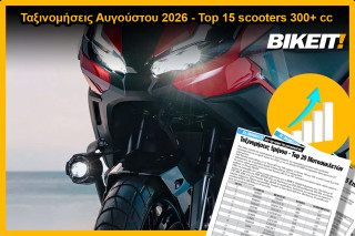 Ταξινομήσεις Αυγούστου 2026, scooters 300+ cc – Top 15 Μοντέλων