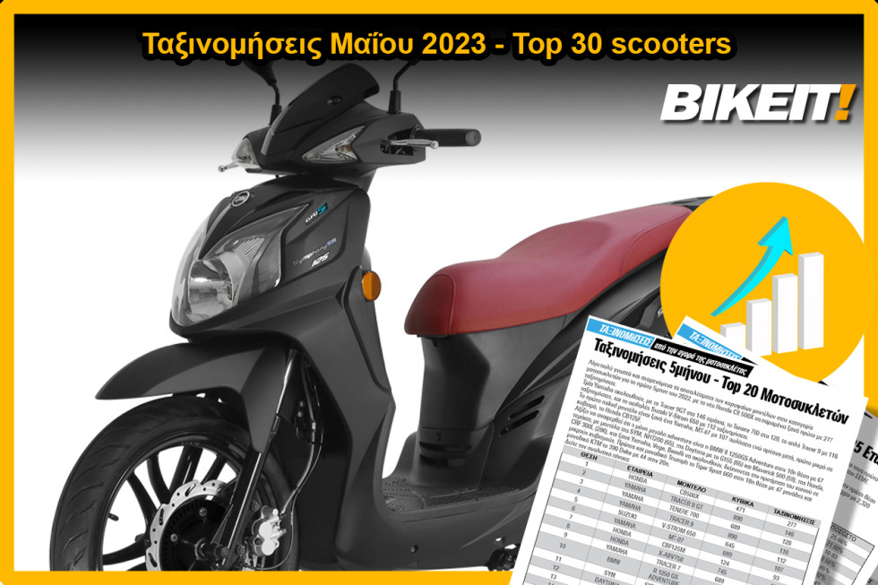 Ταξινομήσεις Μαΐου 2023, scooters - Top 30 Μοντέλων