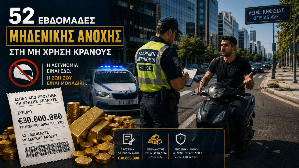 Πόσα εκατομμύρια ευρώ μάζεψε ο ένας χρόνος «μηδενικής ανοχής στη μη χρήση κράνους»