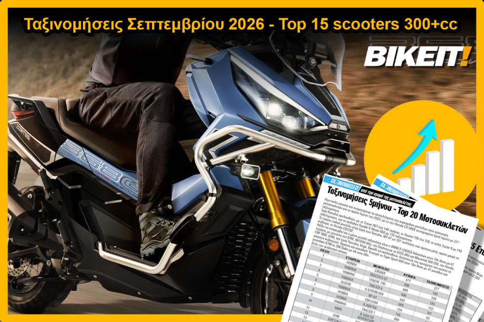 Ταξινομήσεις Σεπτεμβρίου 2026, scooter 300+ cc – Top 15 μοντέλων