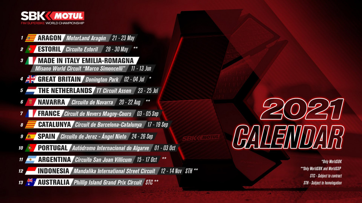 WorldSBK 2021 - Ανανεωμένο αγωνιστικό ημερολόγιο