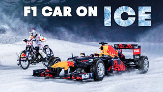 Η Formula 1 του Max Verstappen εναντίον μοτοσυκλέτας Speedway στον πάγο! - Video