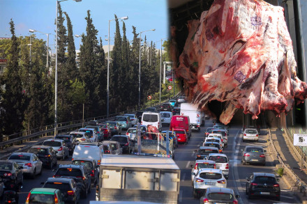 Κηφισός - Κρέατα που έπεσαν από φορτηγό προκάλεσαν τεράστιες ουρές